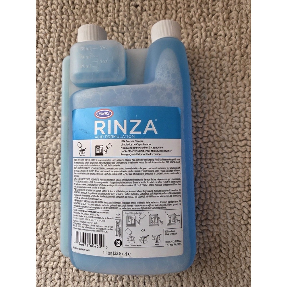 Urnex Rinza Acid Formulation Milk Frother Cleaner 33.8oz/1 Liter